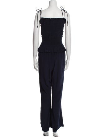 Tory Burch Silk Square Neckline Jumpsuit