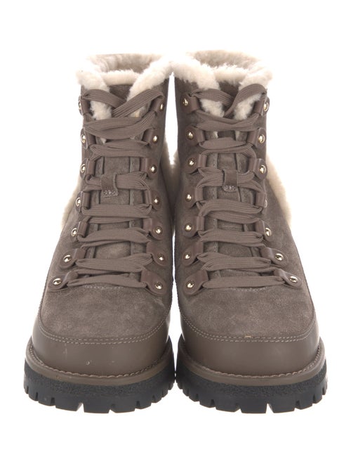 Tory Burch Suede Fur Trim Combat Boots