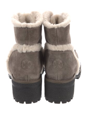 Tory Burch Suede Fur Trim Combat Boots