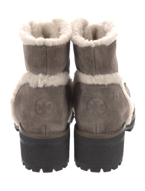 Tory Burch Suede Fur Trim Combat Boots