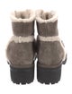 Tory Burch Suede Fur Trim Combat Boots