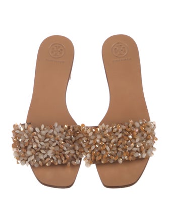 Tory Burch Patent Leather Beaded Accents Slides