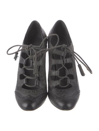 Tory Burch Leather Tassel Accents T-Strap Pumps