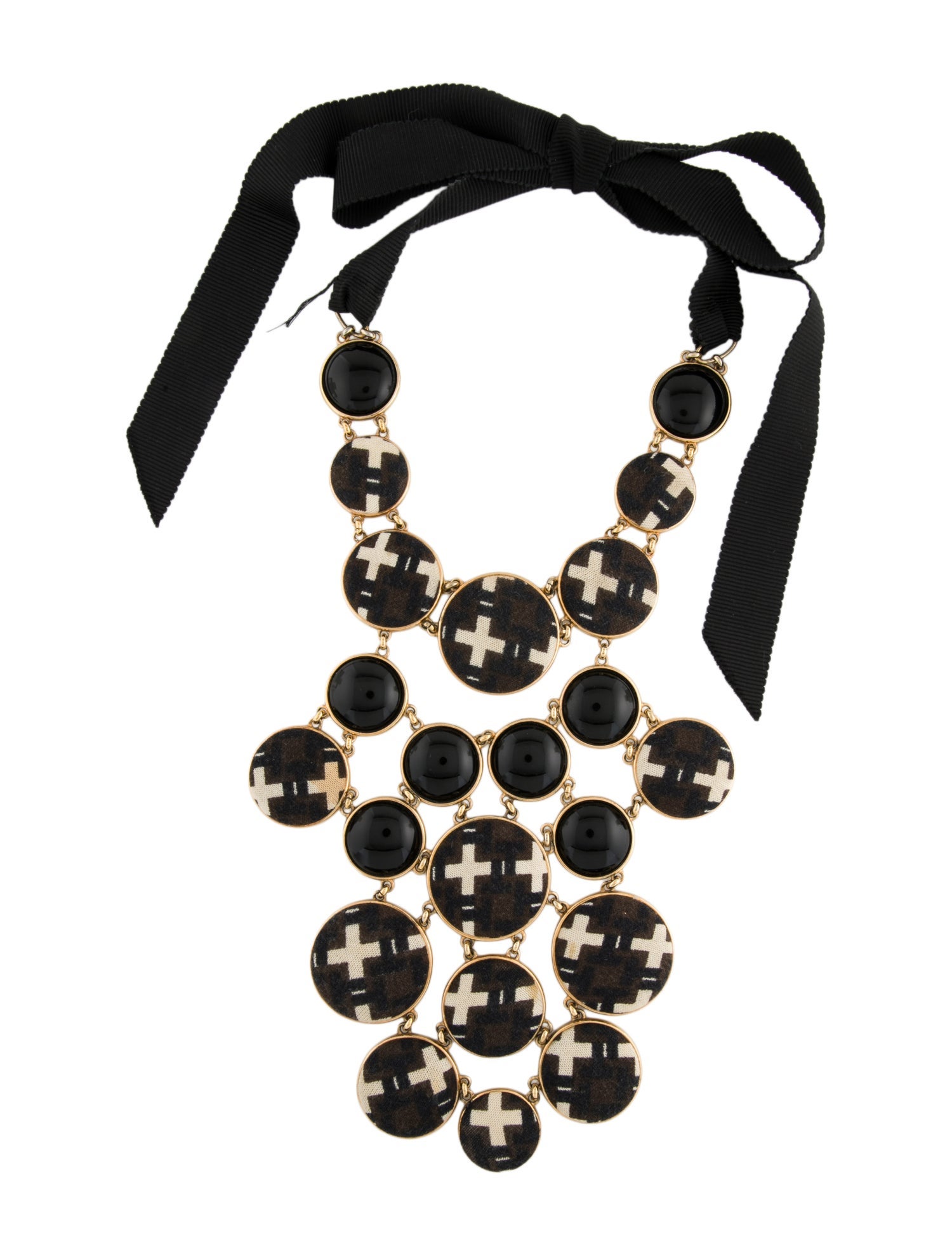 Tory Burch Printed Fabric, Resin, Ribbon Statement Collar Necklace