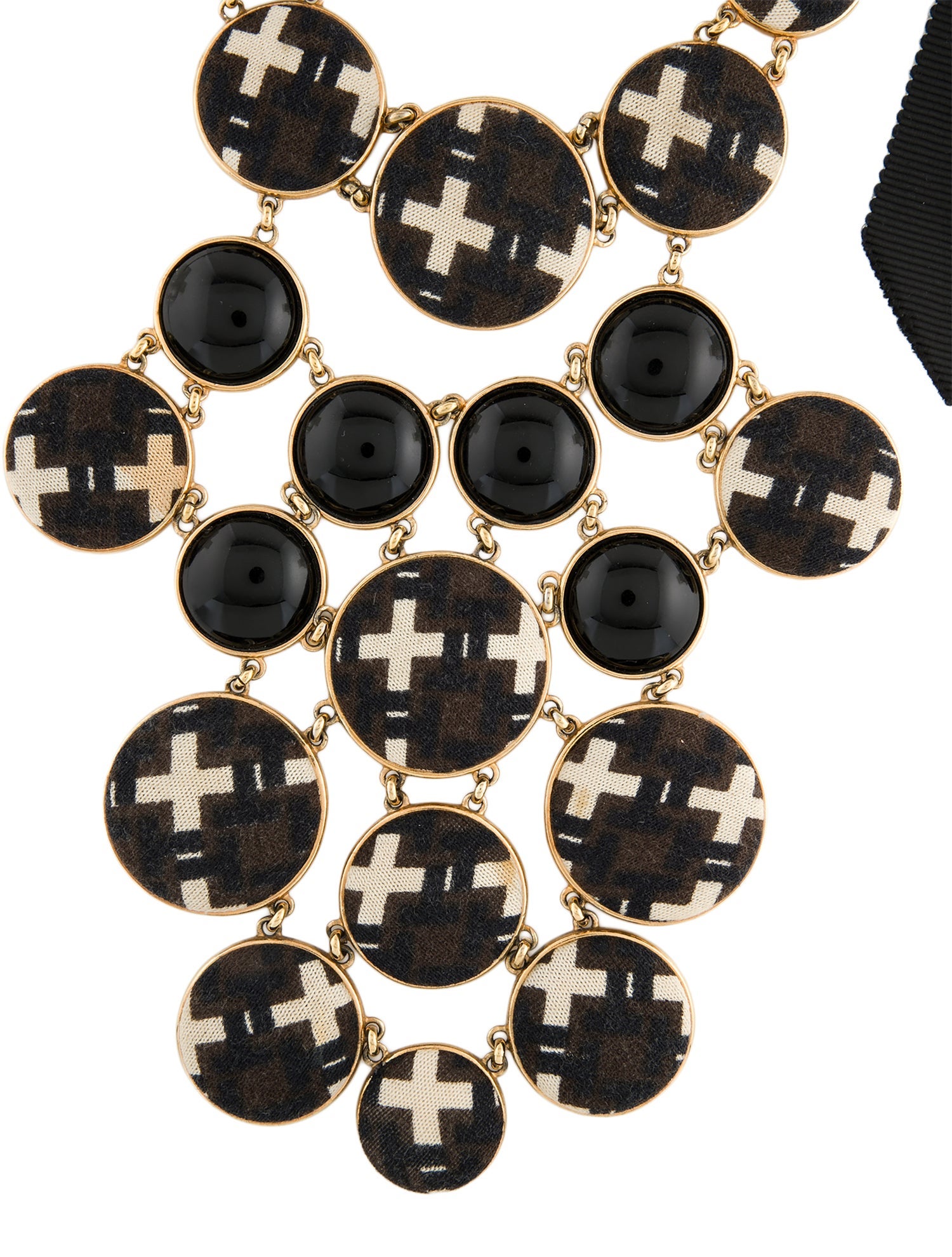 Tory Burch Printed Fabric, Resin, Ribbon Statement Collar Necklace