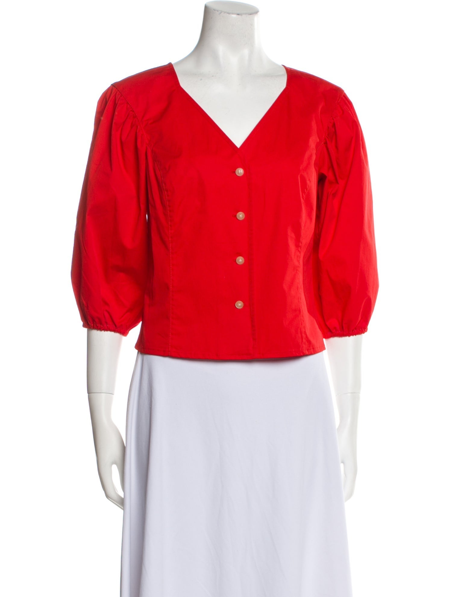 Tory Burch V-Neck Three-Quarter Sleeve Crop Top