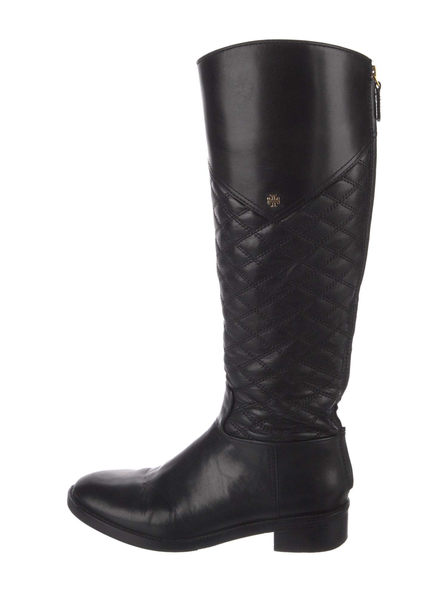 Tory Burch Signature Logo Leather Riding Boots