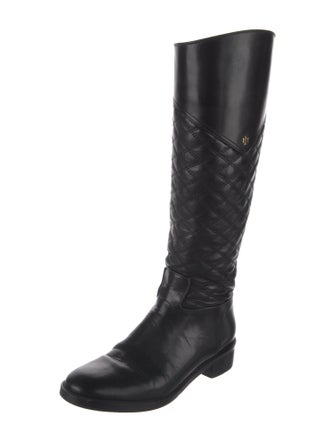 Tory Burch Signature Logo Leather Riding Boots
