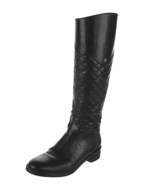 Tory Burch Signature Logo Leather Riding Boots