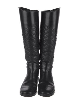 Tory Burch Signature Logo Leather Riding Boots