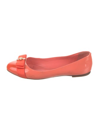 Tory Burch Patent Leather Bow Accents Ballet Flats