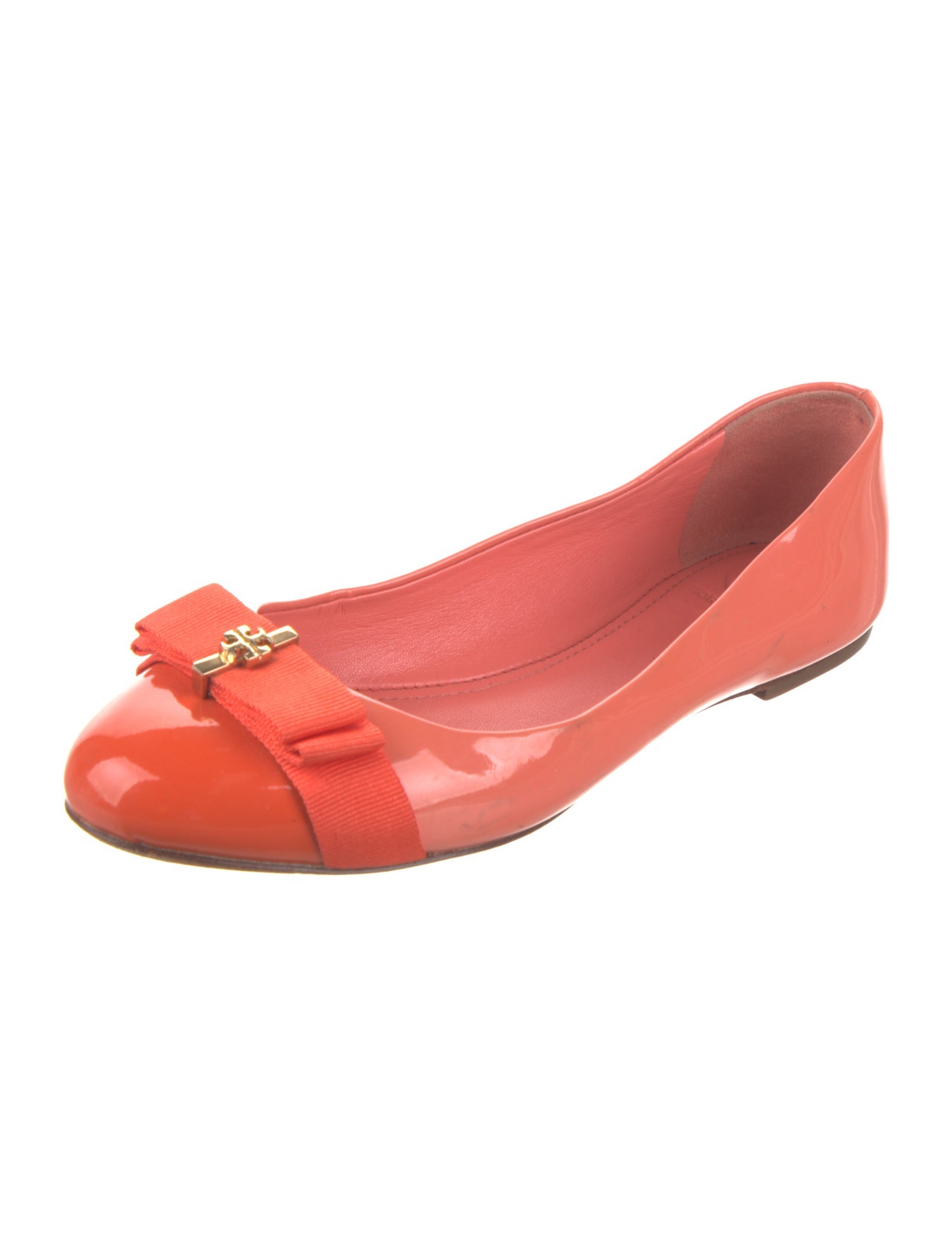 Tory Burch Patent Leather Bow Accents Ballet Flats