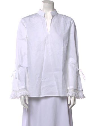Tory Burch V-Neck Long Sleeve Blouse
