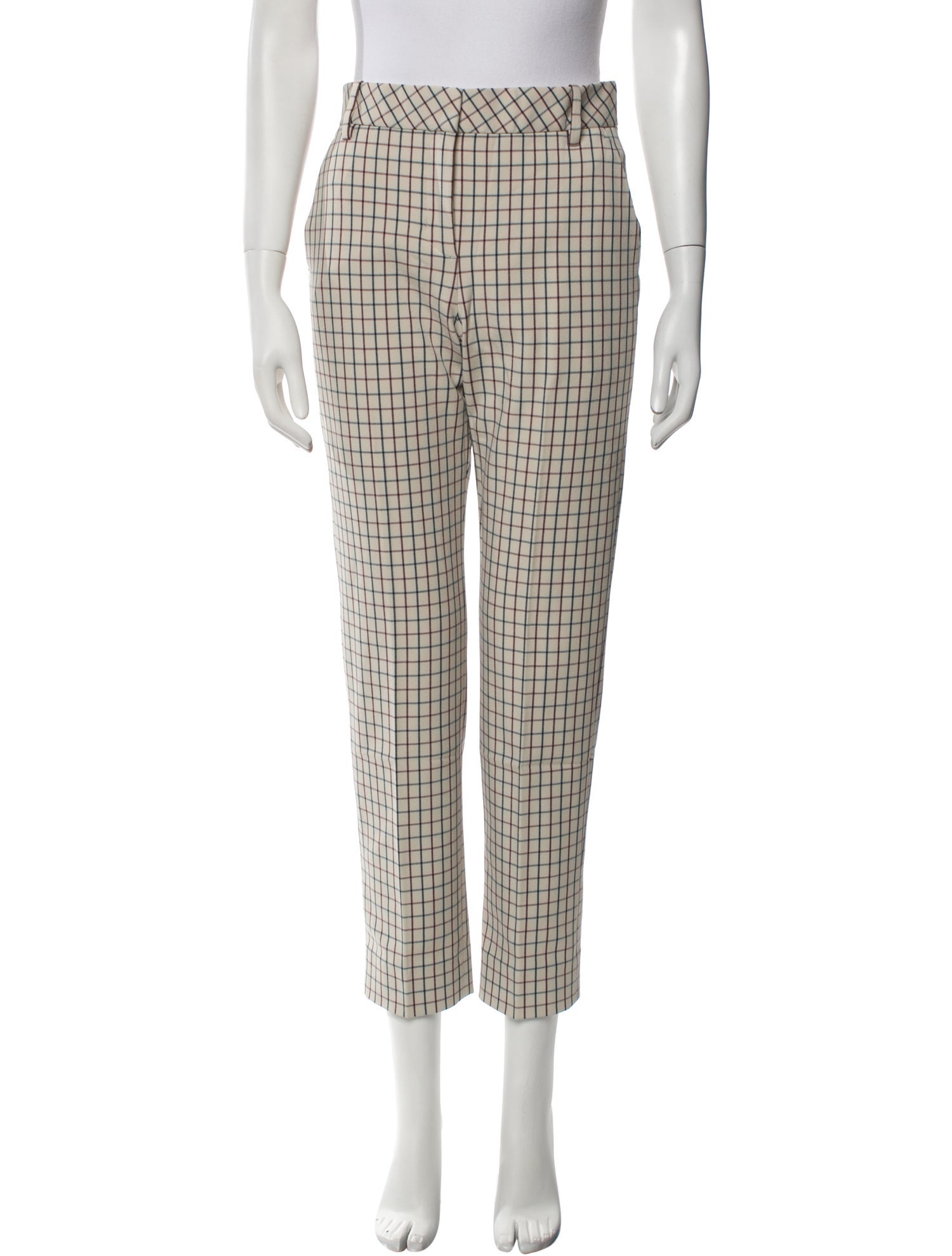 Khaite ロソンミティスカト 4127448CRISPWRTWILL 200 Khaite Plaid Print Straight Leg Pants - Neutrals, 10.75