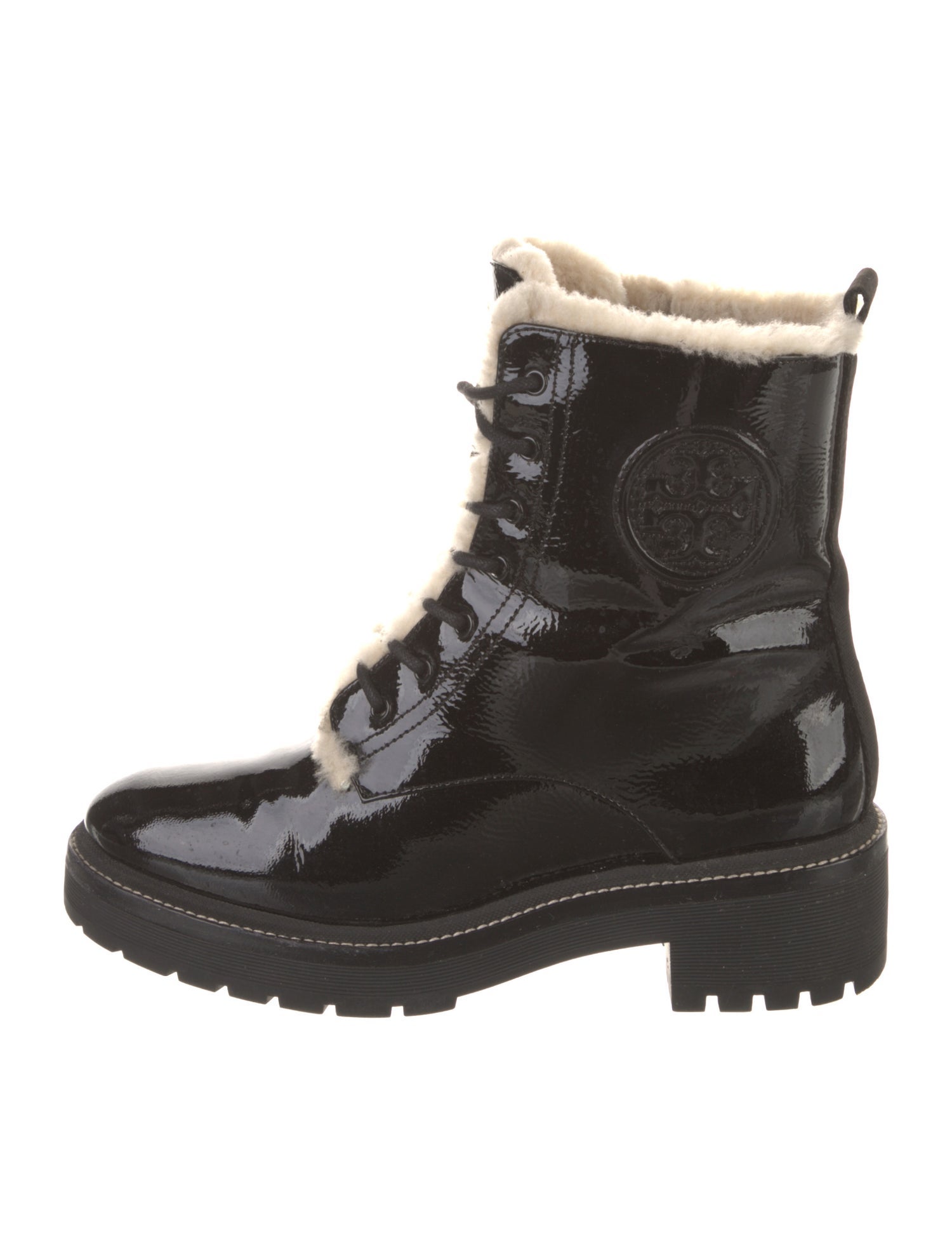 Tory Burch Patent Leather Combat Boots