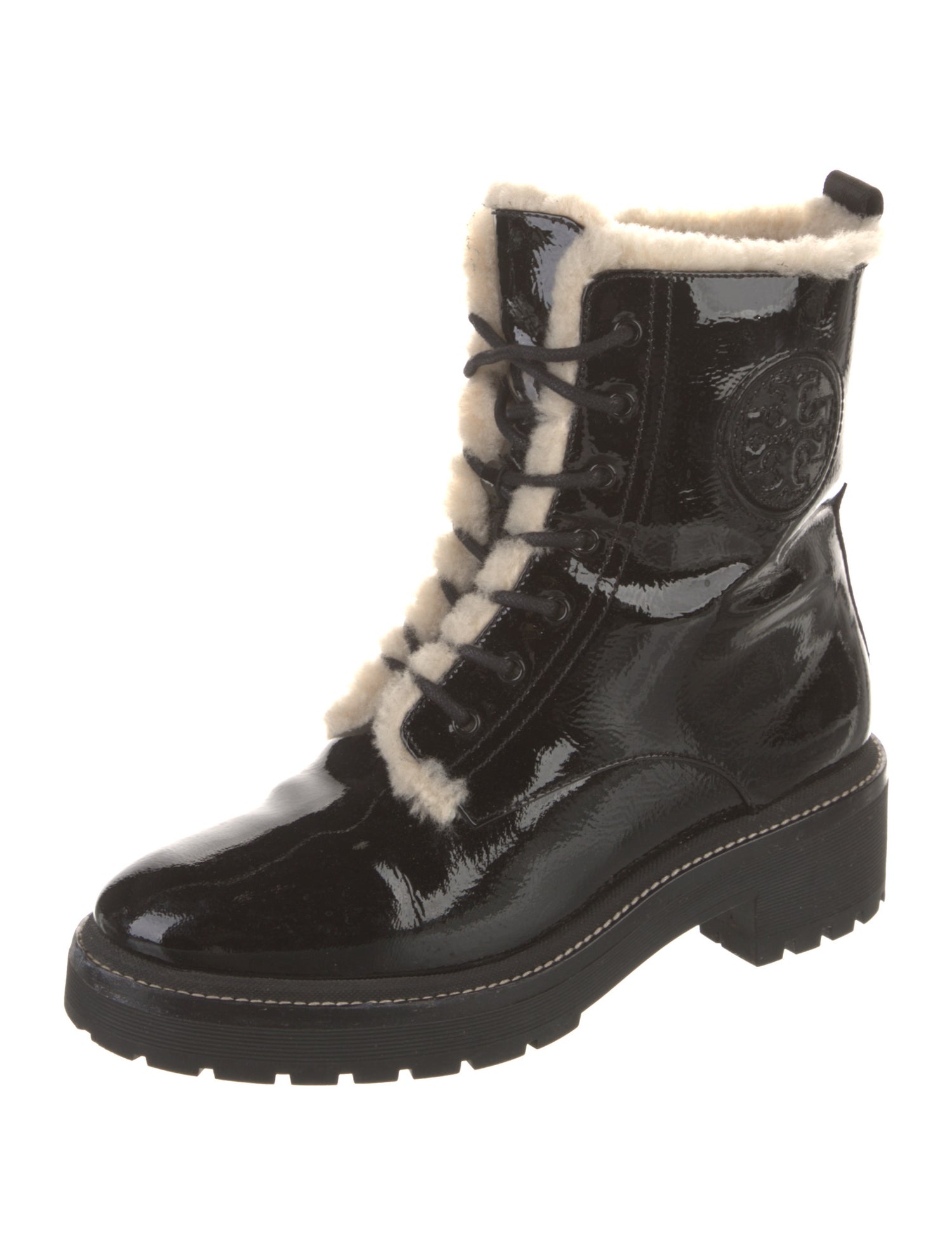 Tory Burch Patent Leather Combat Boots