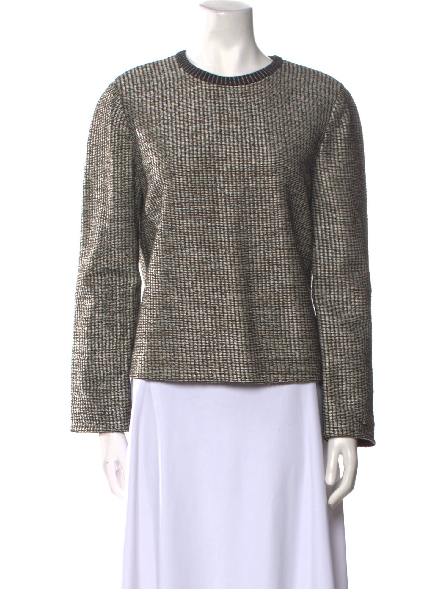 Tory Burch Plaid Print Crew Neck Top