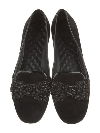 Tory Burch Suede Bow Accents Loafers