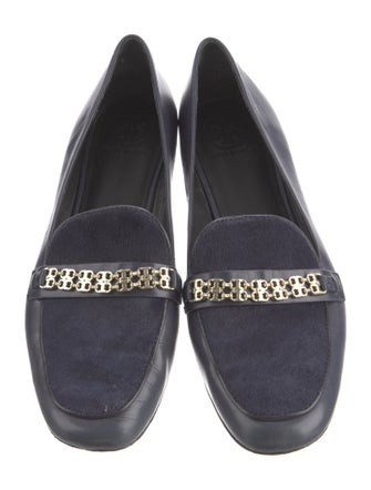 Tory Burch Leather Chain-Link Accents Loafers