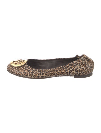 Tory Burch Leather Animal Print Ballet Flats