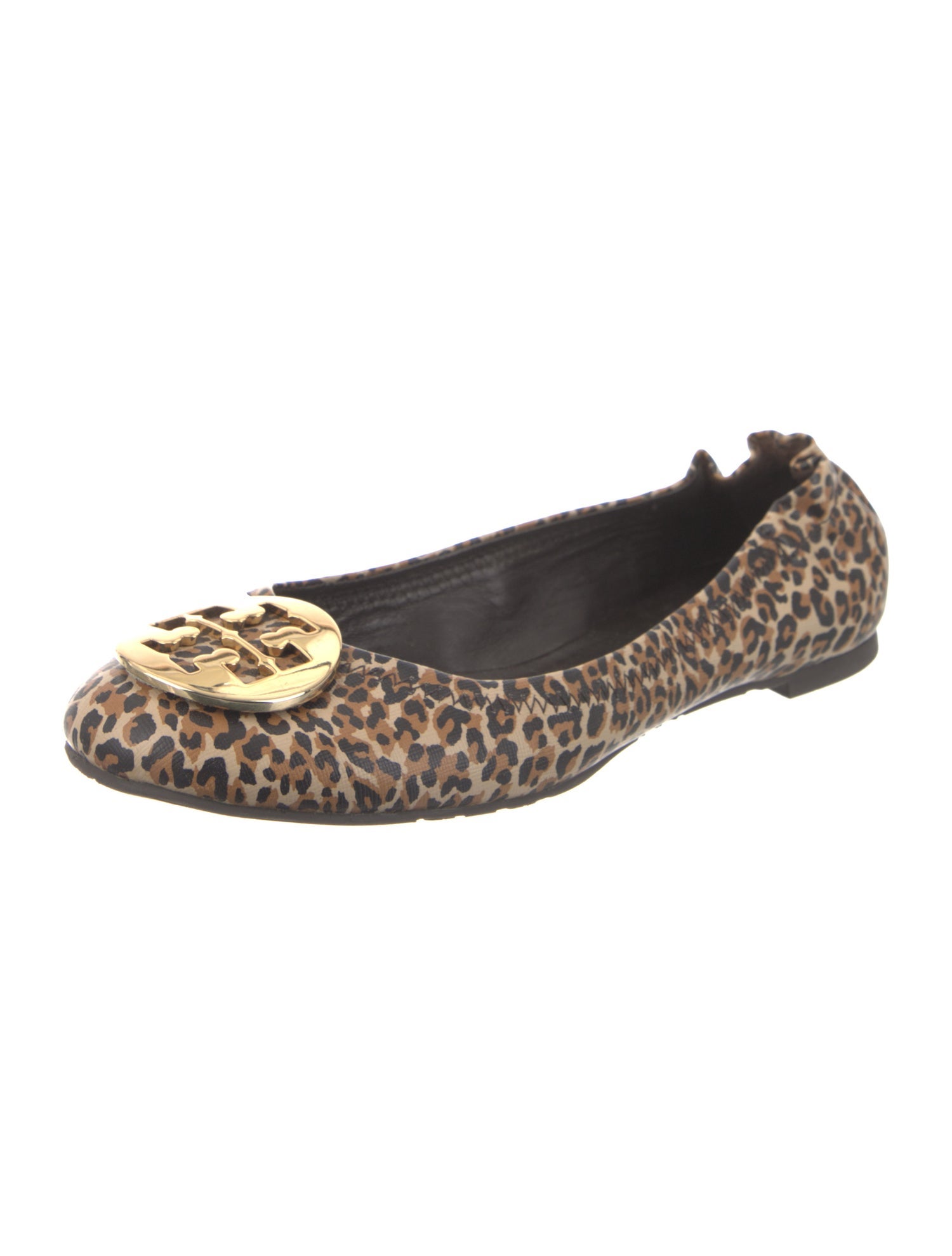 Tory Burch Leather Animal Print Ballet Flats