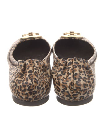 Tory Burch Leather Animal Print Ballet Flats