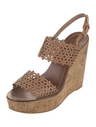 Tory Burch Leather Lasercut Accents Slingback Sandals