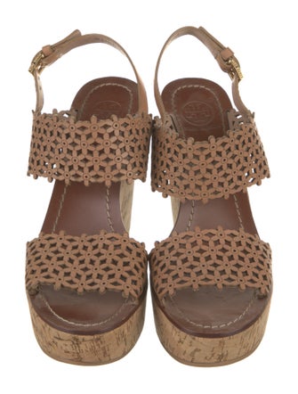 Tory Burch Leather Lasercut Accents Slingback Sandals