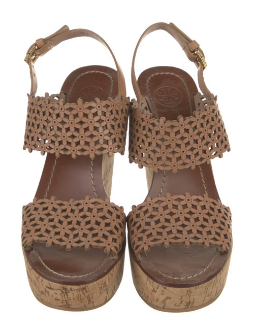 Tory Burch Leather Lasercut Accents Slingback Sandals