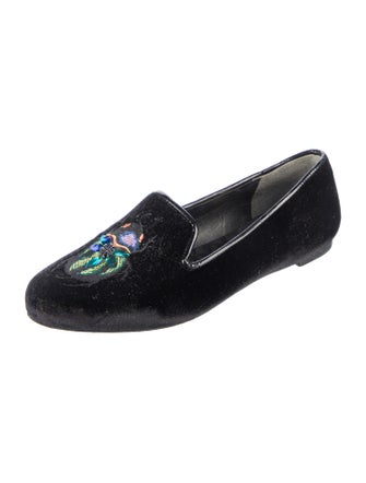 Tory Burch Velvet Graphic Print Loafers