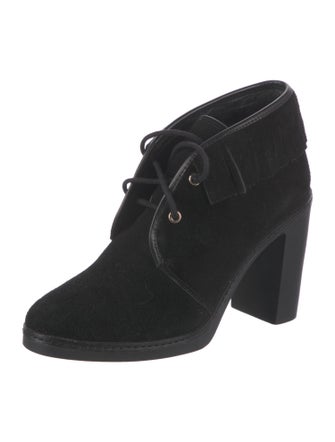 Tory Burch Suede Fringe Trim Accent Lace-Up Boots