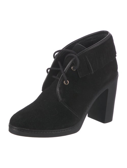 Tory Burch Suede Fringe Trim Accent Lace-Up Boots