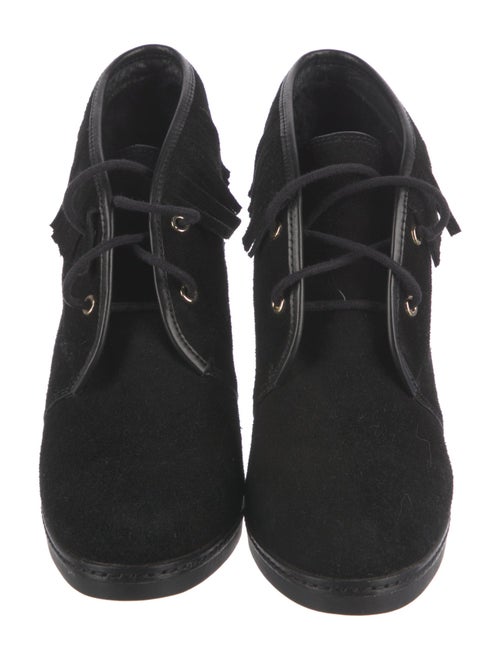 Tory Burch Suede Fringe Trim Accent Lace-Up Boots