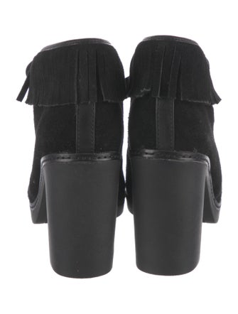 Tory Burch Suede Fringe Trim Accent Lace-Up Boots