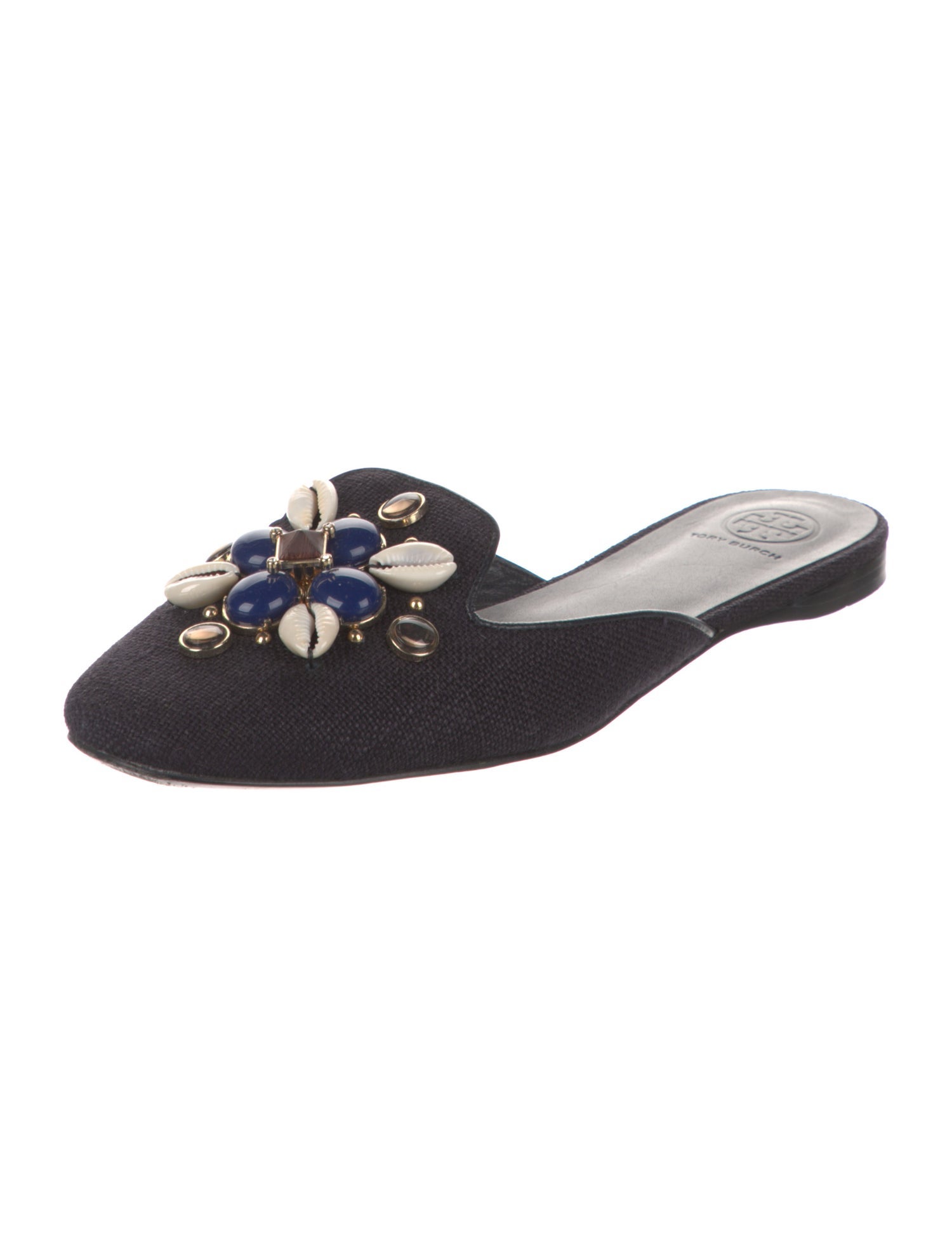 Tory Burch Canvas Studded Accents Mules
