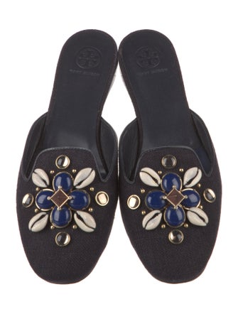 Tory Burch Canvas Studded Accents Mules