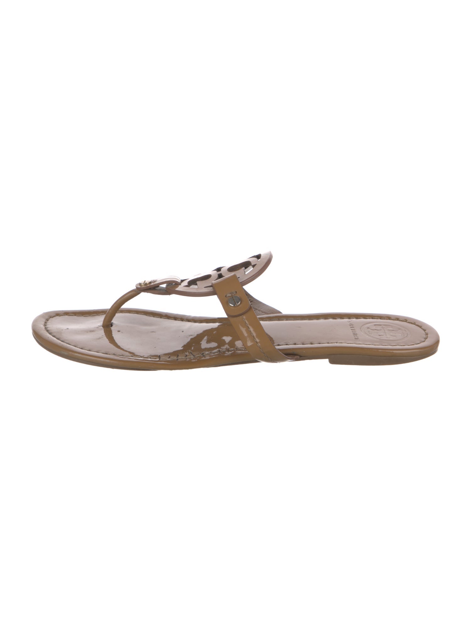 Tory Burch Patent Leather Embroidered Accent Slides