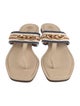 Tory Burch Leather Chain-Link Accents Slides
