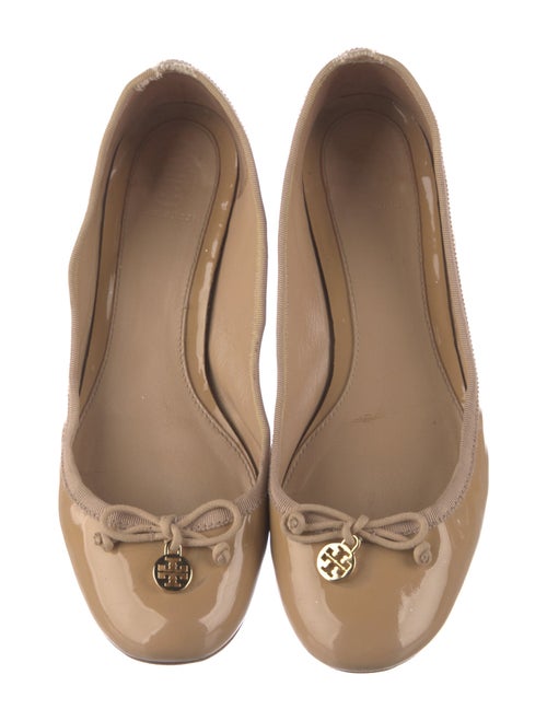 Tory Burch Patent Leather Bow Accents Ballet Flats