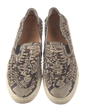 Tory Burch Embossed Leather Animal Print Espadrilles