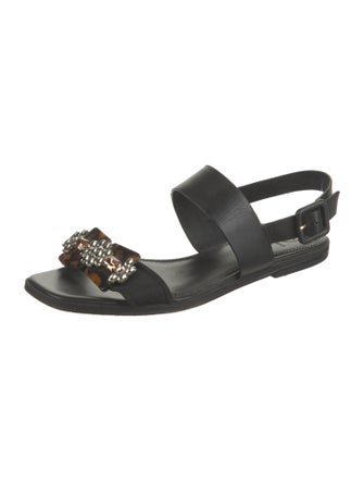Tory Burch Leather Crystal Embellishments Slingback Flats