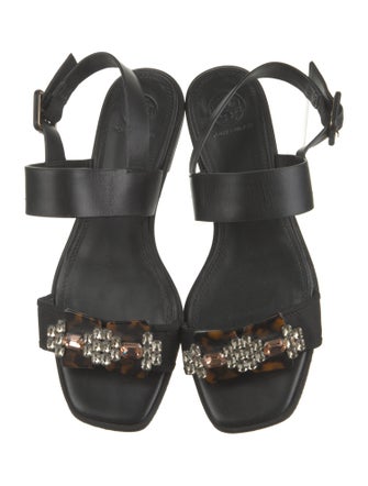 Tory Burch Leather Crystal Embellishments Slingback Flats