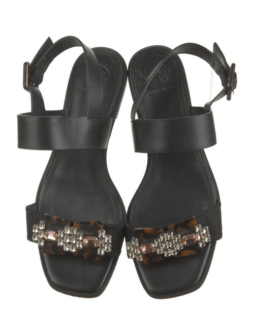 Tory Burch Leather Crystal Embellishments Slingback Flats