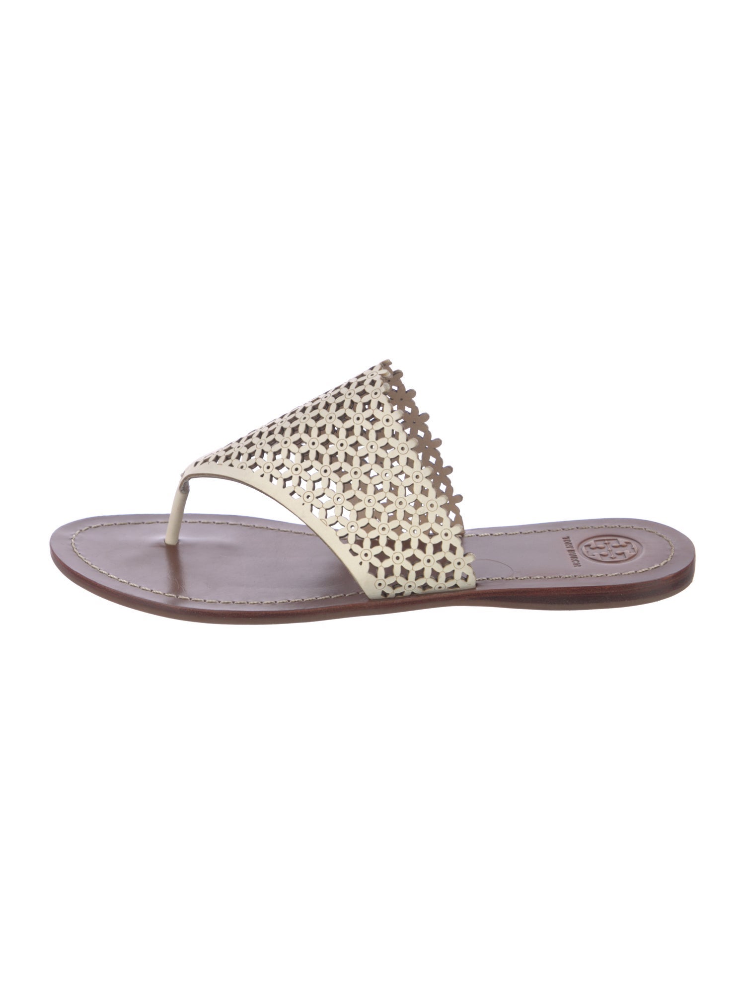 Tory Burch Leather Cutout Accent Slides