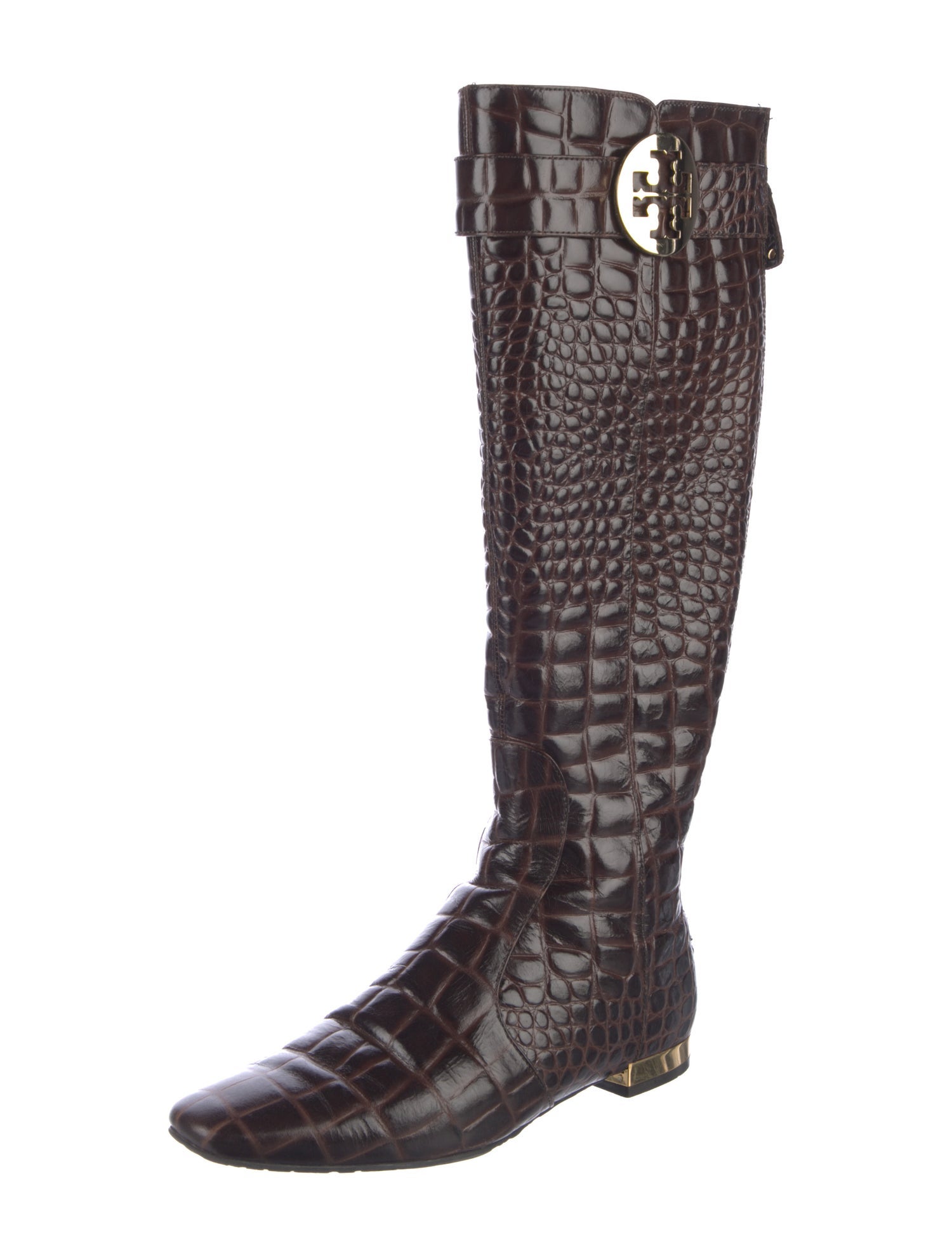Tory Burch Embossed Leather Riding Boots
