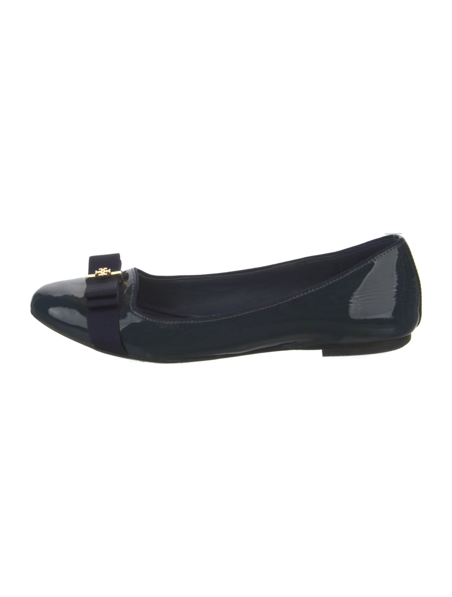 Tory Burch Patent Leather Bow Accents Ballet Flats