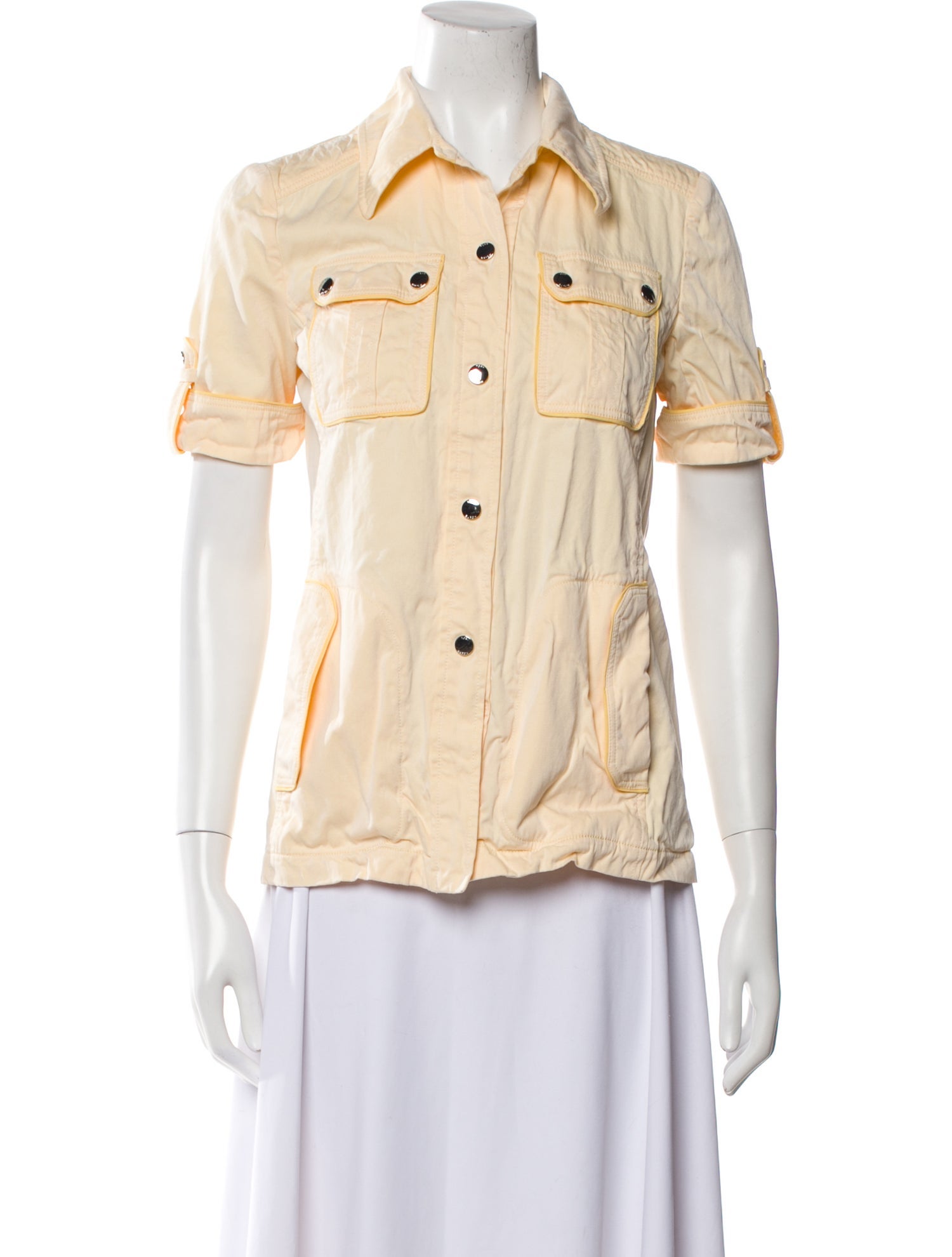 Tory Burch Short Sleeve Button-Up Top