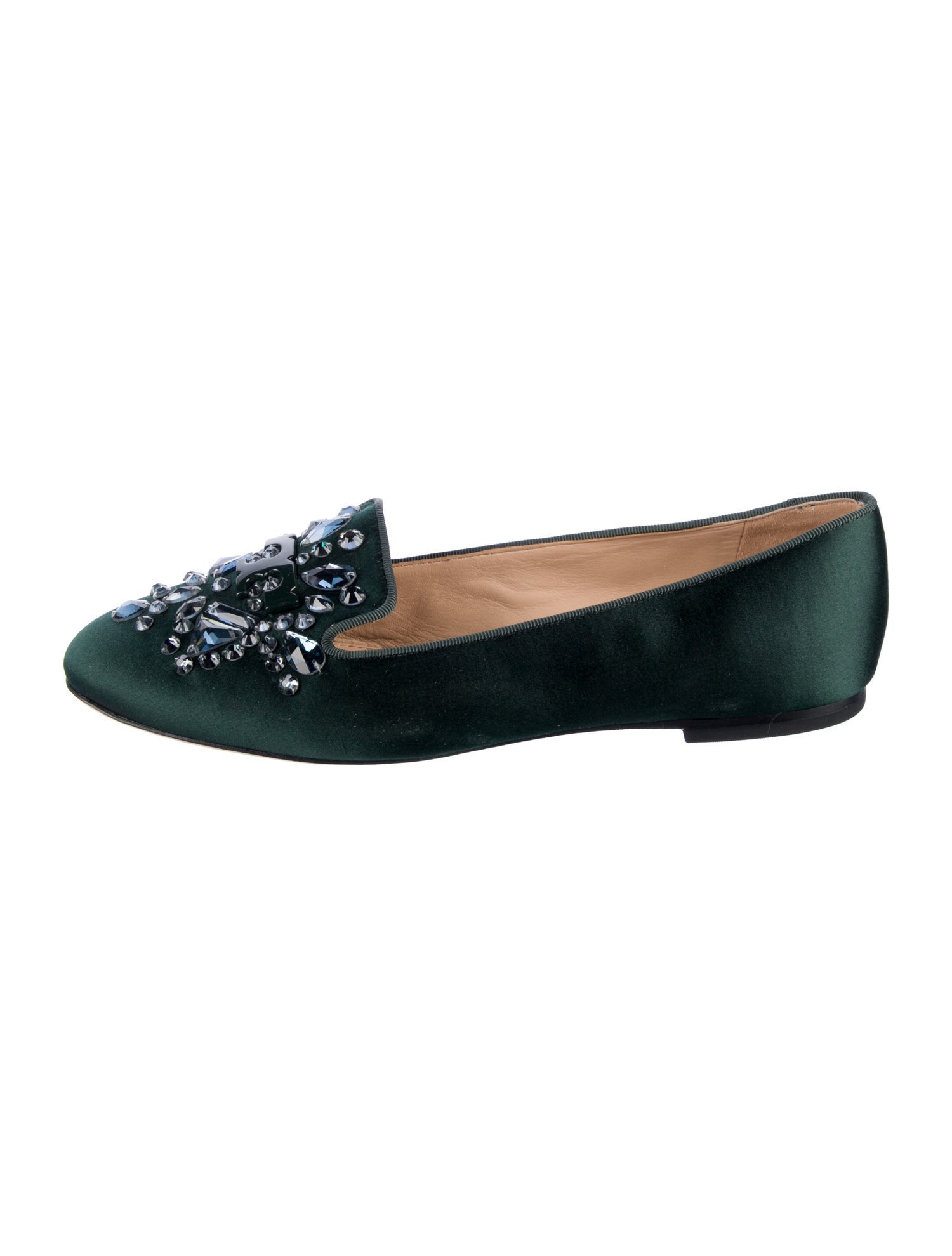 Tory Burch Satin Crystal Embellishments Loafers