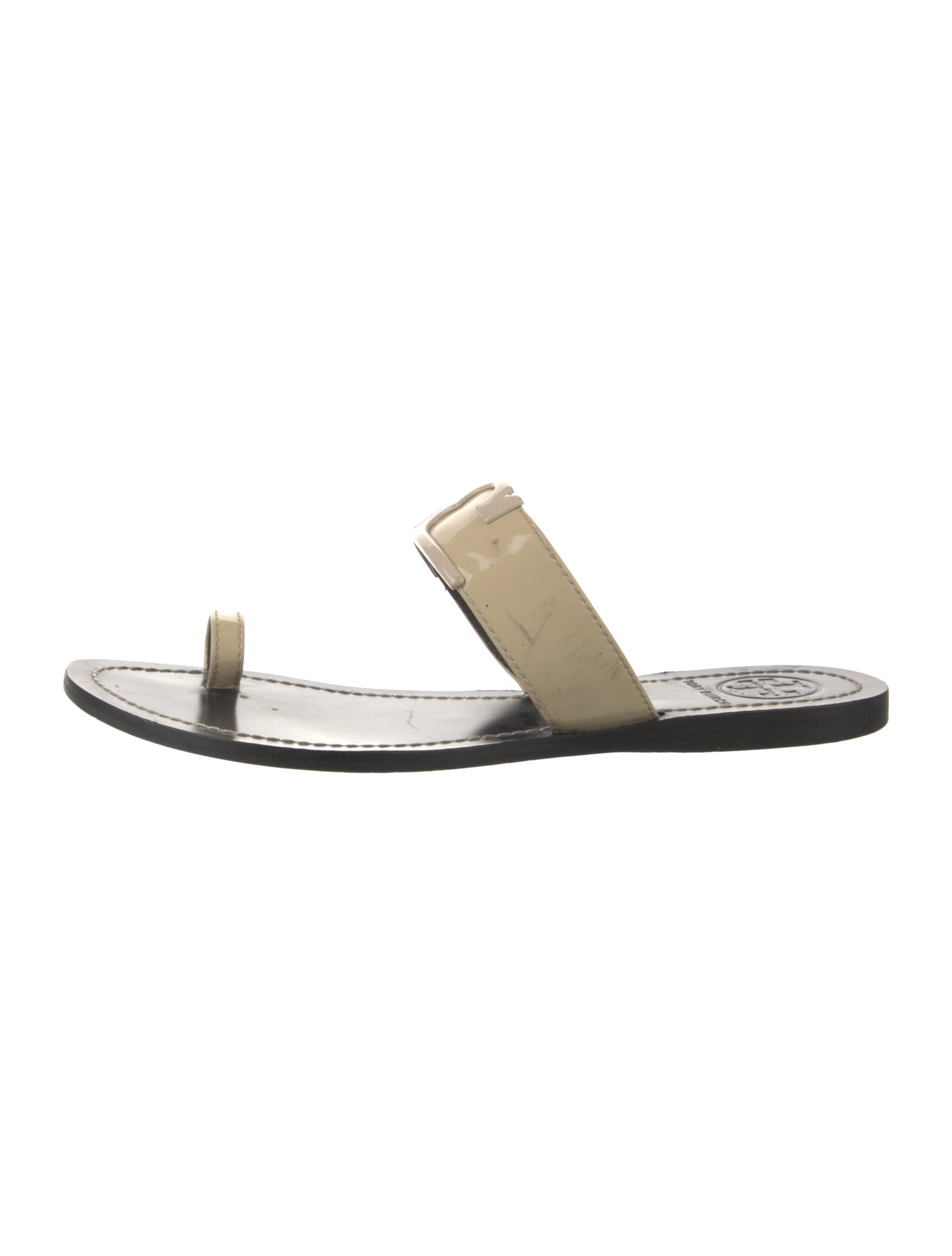 Tory Burch Signature Logo Patent Leather Slides