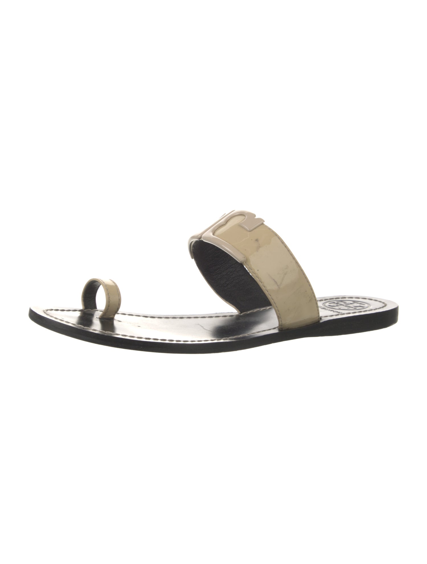 Tory Burch Signature Logo Patent Leather Slides